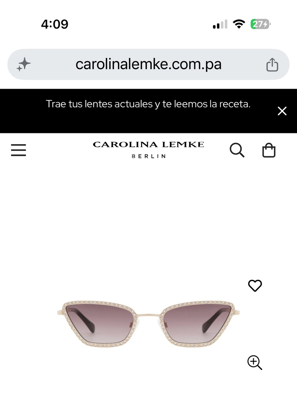 Carolina Lemke of Berlin Twiggy retro sunglasses NIB